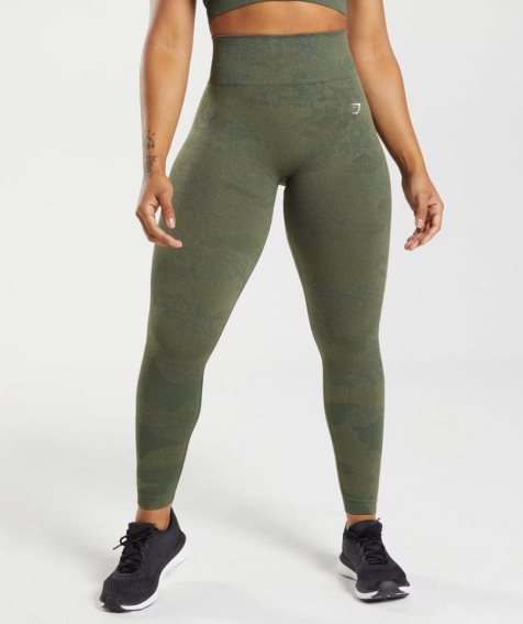 Women's Gymshark Adapt Camo Seamless Leggings Olive | CA 18A675